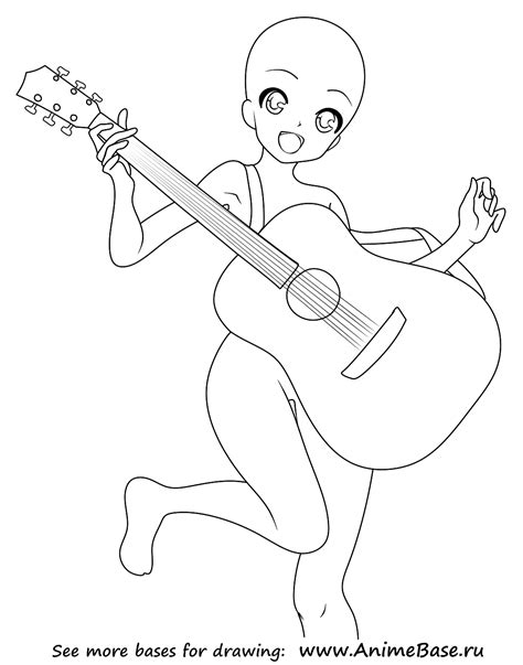 Anime Girl Playing Guitar Drawing