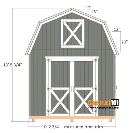 10x12 Barn Shed Plans - Construct101