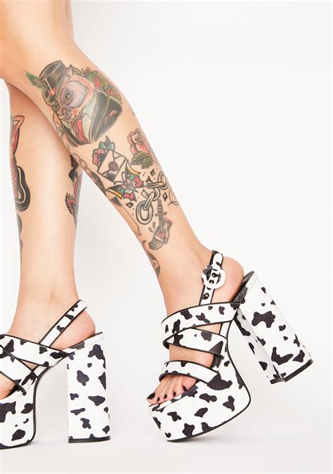 Cow Print Chunky Heels | Dolls Kill