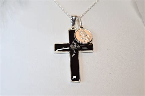 Cremation Ashes & Memorial Cross Necklace - Amulet of Ashes