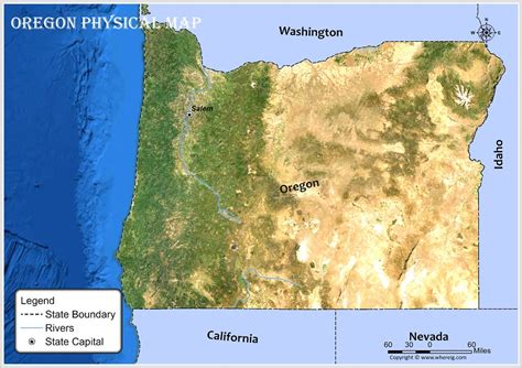 Physical Map of Oregon - Check Geographical Features of the Oregon, USA - Whereig.com