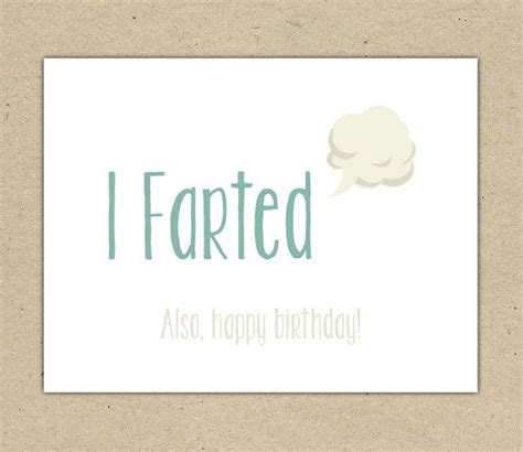 Birthday Cards Funny Fart Card PRINTABLE Funny Birthday Card Farting Card Funny Anniversary ...