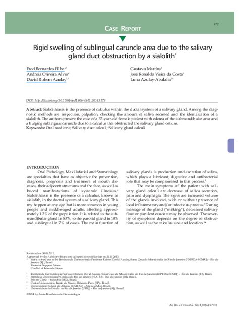 (PDF) Rigid swelling of sublingual caruncle area due to the salivary ...