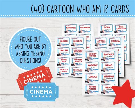 Who Am I Game Cartoon Characters Edition Printable Who Am | Etsy