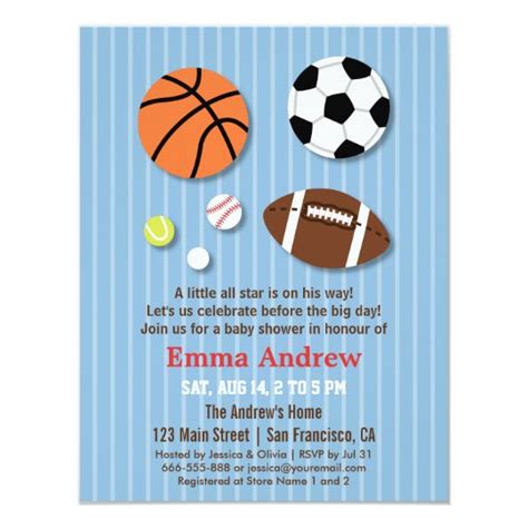 Sports Themed Baby Shower Invitations | Zazzle.com