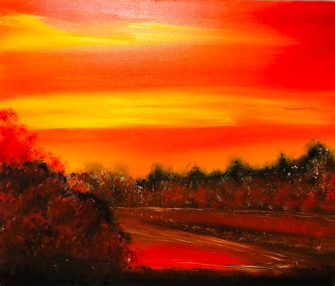 Red landscape Oil painting by Nataliia Krykun | Artfinder