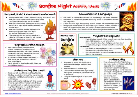 Bonfire Night Activity Ideas Sheet - MindingKids