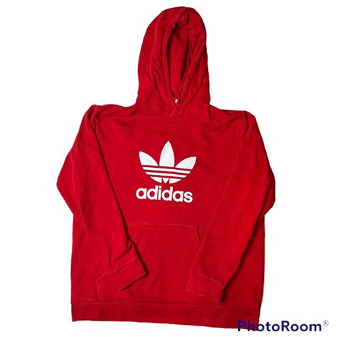 adidas originals logo hoodie size large 9/10... - Depop