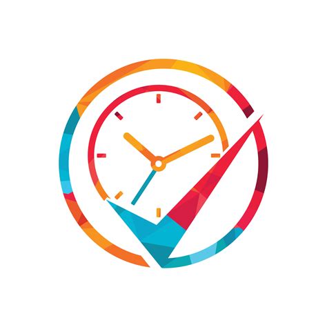 Time management vector logo template. Check mark with clock icon vector ...