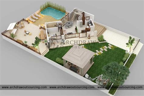 Floor Plan 3D Rendering and House Plan Visualization