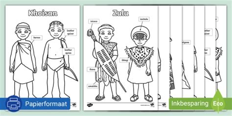 Cultural Group Clothing Colouring Sheets | South Africa