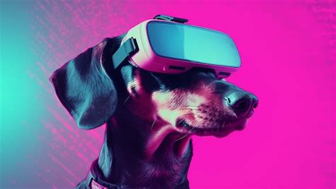 Premium AI Image | Dog wearing a VR headset Virtual reality VR simulation metaverse and ...