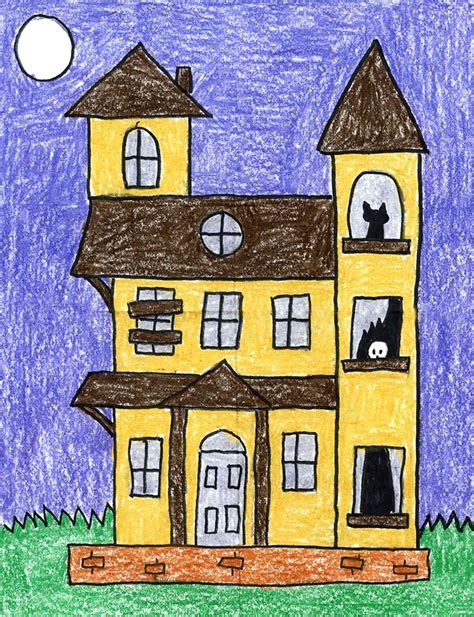 Easy Haunted House Drawing