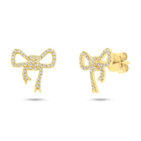 0.22ct 14k Yellow Gold Diamond Bow Stud Earrings - SC55003689