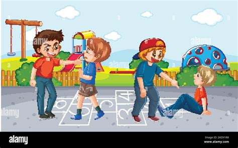 Bullying kids school scene illustration Stock Vector Image & Art - Alamy