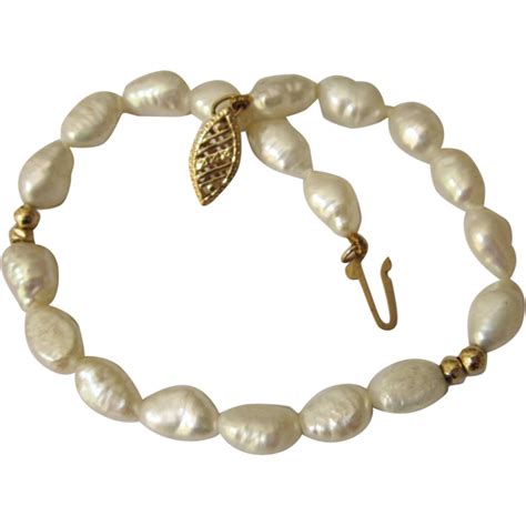 Genuine Freshwater Pearl bracelet with 14K Gold Filigree Clasp from ...