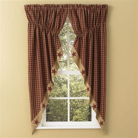 Sturbridge Star Patch Gathered Swags Prairie Curtains Park Designs Wine or Black - Walmart.com ...