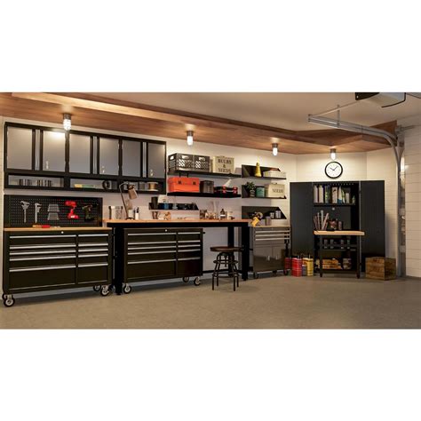 Husky 8 ft. Solid Wood Top Workbench-G9600-US1 - The Home Depot Garage Workshop Organization ...