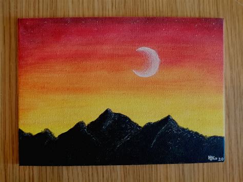 Sunset Mountain Silhouette Watercolour Hand-painting - Etsy Norway