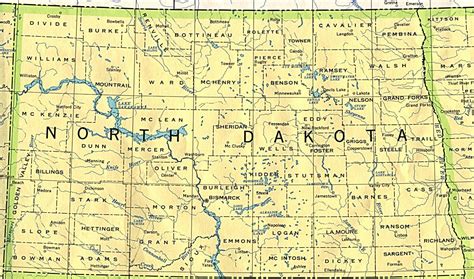 Road Map of North Dakota