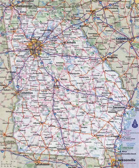 Large detailed roads and highways map of Georgia state with all cities | Georgia state | USA ...