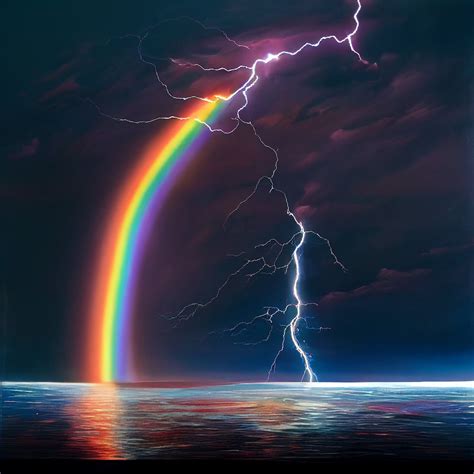 Rainbow Lightning PNG Digital File Download AI Art Beautiful Art Landscape Art Rainbow Lighting ...