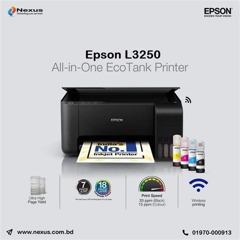 Epson EcoTank L3250 Wi-Fi All In One InkTank Printer *Printing Method: Epson Micro Piezo™ print ...