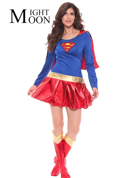 MOONIGHT Woman Superhero Costume Fancy Dress Outfit Halloween Super Girl Superwoman Costume for ...