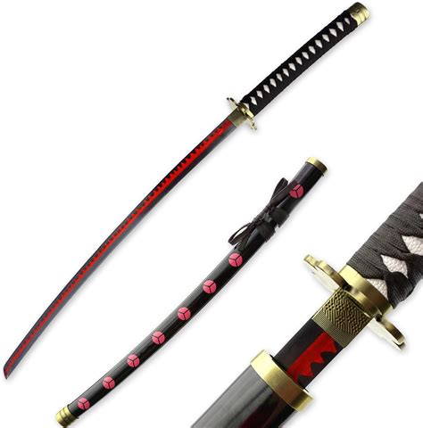 RENGENG Cosplay Anime Roronoa Zoro Shusui Katana Samurai Sword, Carbon Steel, Black, Sports ...