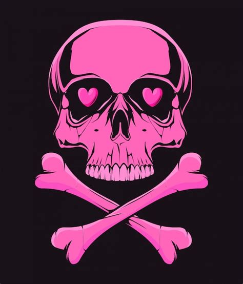 Pink skull love. | Premium Vector