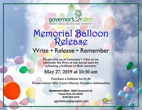 Memorial Balloon Release, Atlanta GA - May 27, 2019 - 10:30 AM