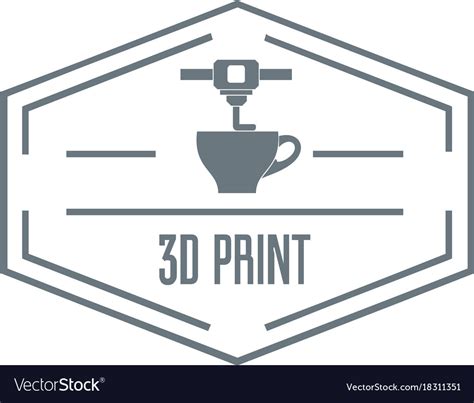 Plastic 3d printing logo simple gray style Vector Image