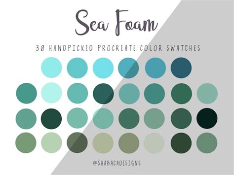 Blue Color Palette For Procreate, Sea Foam, Turquoise, Blue Fashion Illustration, Clipart Design ...