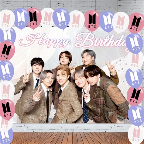 Buy BTS Bangtan Boys Birthday Party Decoration, BTS Party Photo Background 5 x 3 FT and 24Pcs ...