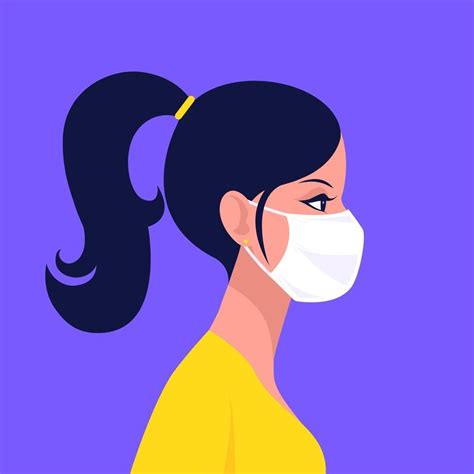 Woman Wearing Disposable Medical Face Mask | Illustration character ...