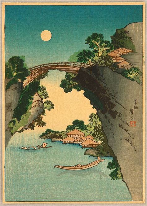 Bridge and the Moon - by Katsushika Hokusai (Japan) | Japanese ...