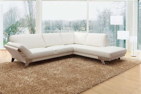 Corner L Shaped Modern White Italian Leather Sectional Sofa - white luxury sofas