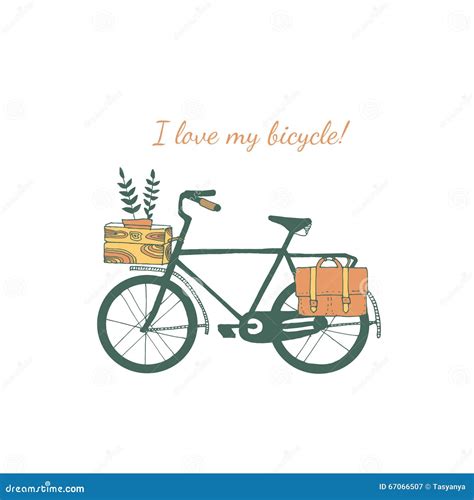 Vintage Bicycle Illustration. Stock Vector - Illustration of bike ...