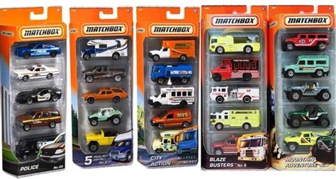 Matchbox 5 Car Pack Assortment, Diecast Model Cars - 1/64 Scale - 5 Car ...