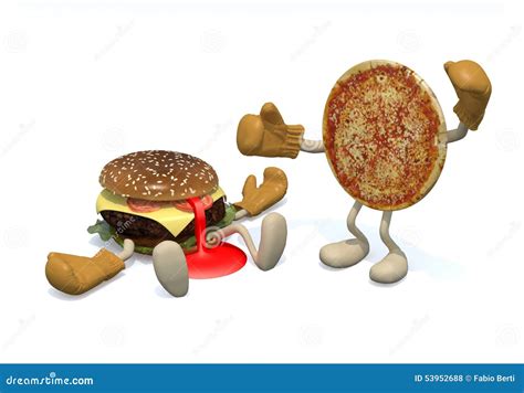 Hamburger Vs Pizza: The Winner Is Pizza Stock Illustration - Image: 53952688