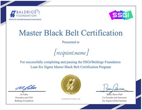 Baldrige Master Black Belt - Six Sigma Certification and Training | Lean Six Sigma