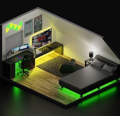 Pin de Flavia Martínez en Gaming | Diseño de dormitorio para hombres, Decoración de dormitorio ...