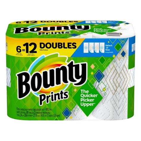 Bounty Prints Select-A-Size Double Roll Paper Towels, 6 rolls - Fry’s ...