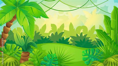 Cartoon Jungle Game Background Stock Vector | Adobe Stock