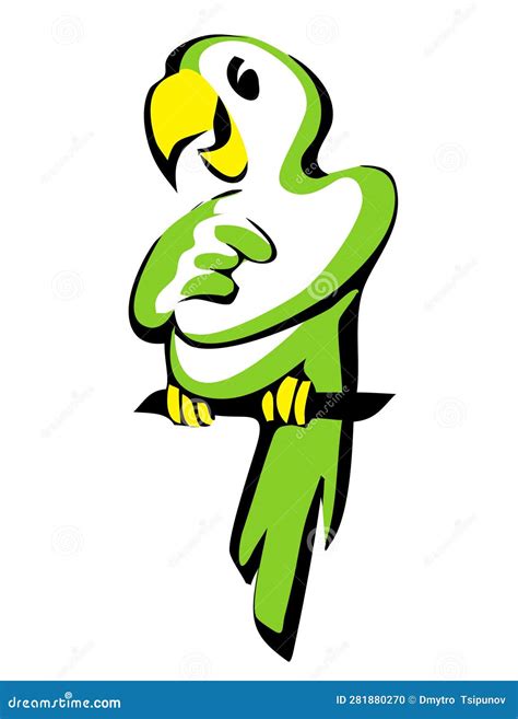 The Green Parrot is Smiling. Cartoon Character Stock Vector - Illustration of vivid, bird: 281880270