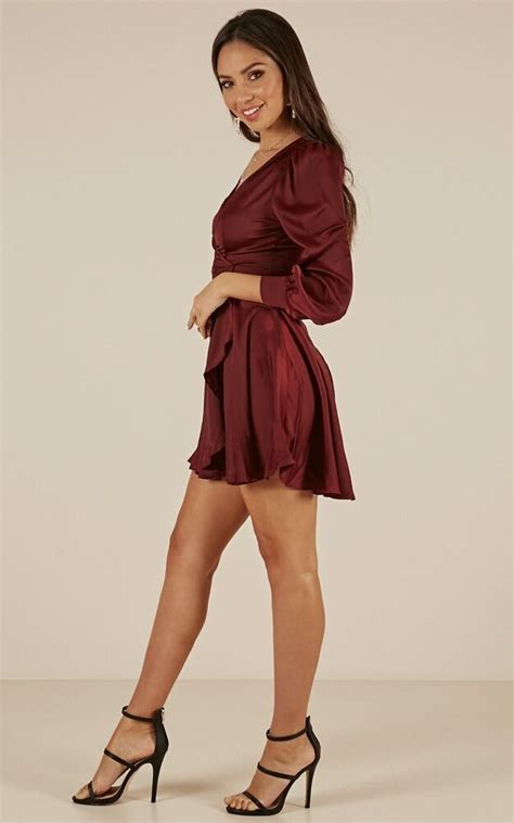 Casino Nights Dress In Wine Sateen | Showpo | Night dress, Dresses, Casino night