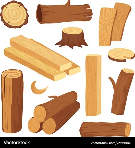 Cartoon timber wood log and trunk stump Royalty Free Vector