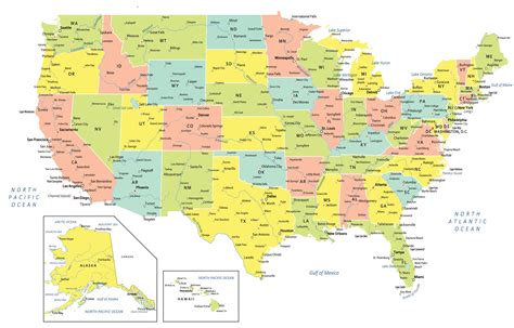 USA Map with States and Cities - GIS Geography