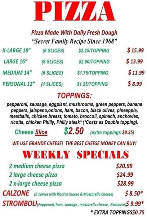 Mamma Maria NY Pizzeria Menu, Auburn, NY