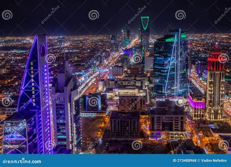 Night Panorama of Downtown of Riyadh City, Al Riyadh, Saudi Arabia ...